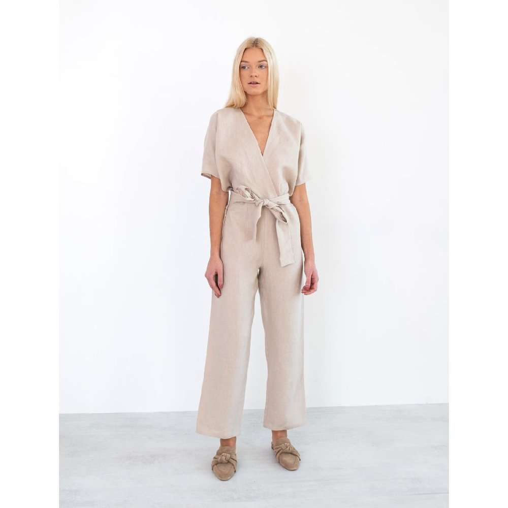 Love & Confuse Aurora Linen Jumpsuit in Beige